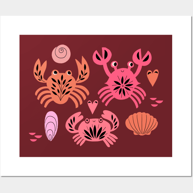 Crab Beach Wall Art by Rebelform